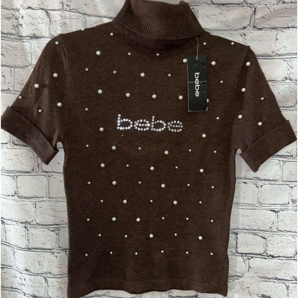 Bebe Brown Sweater Turtle Neck Shirt - Picture 2 of 8